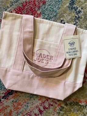 Trader Joe's Pink Striped Canvas Tote